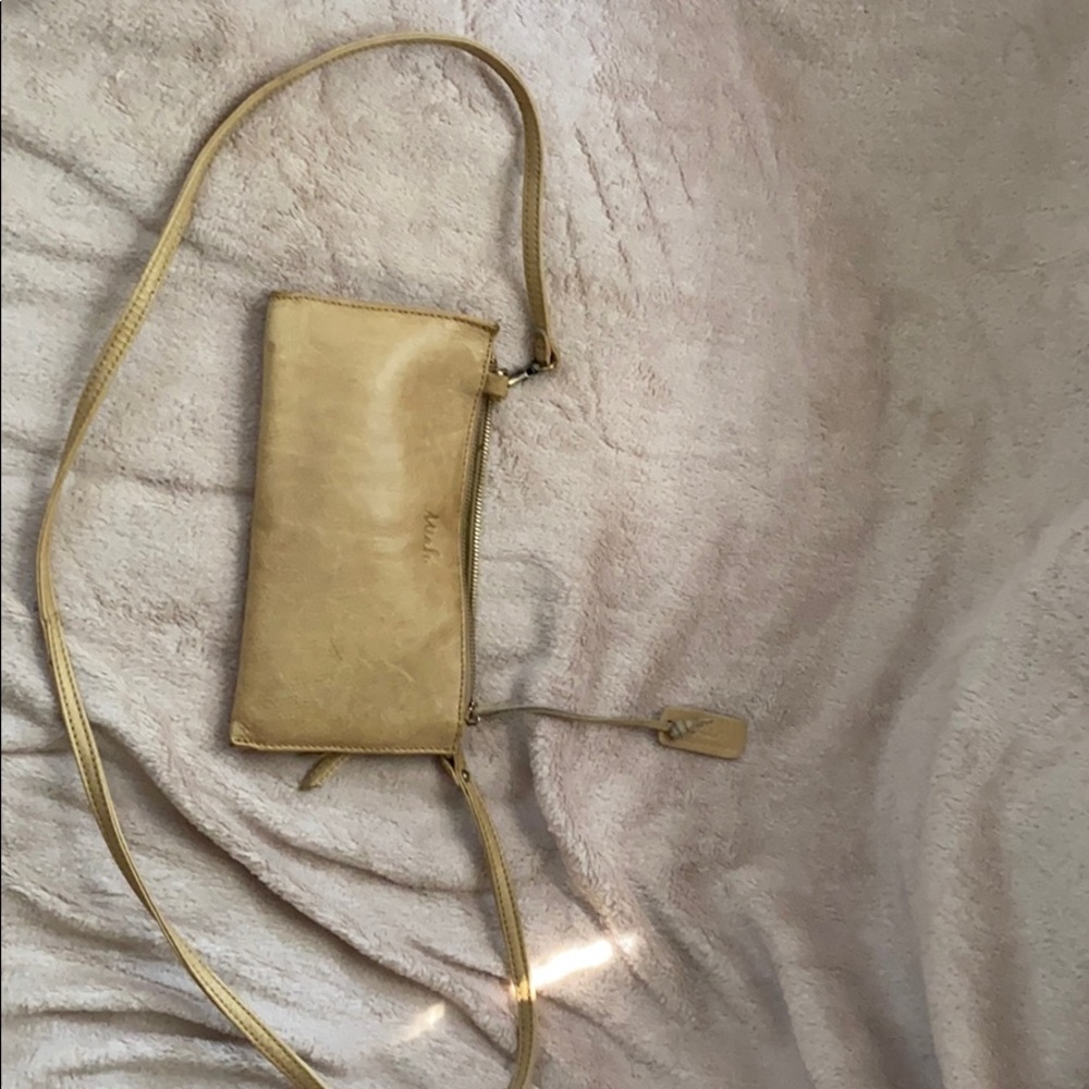 Tan leather wallet bag